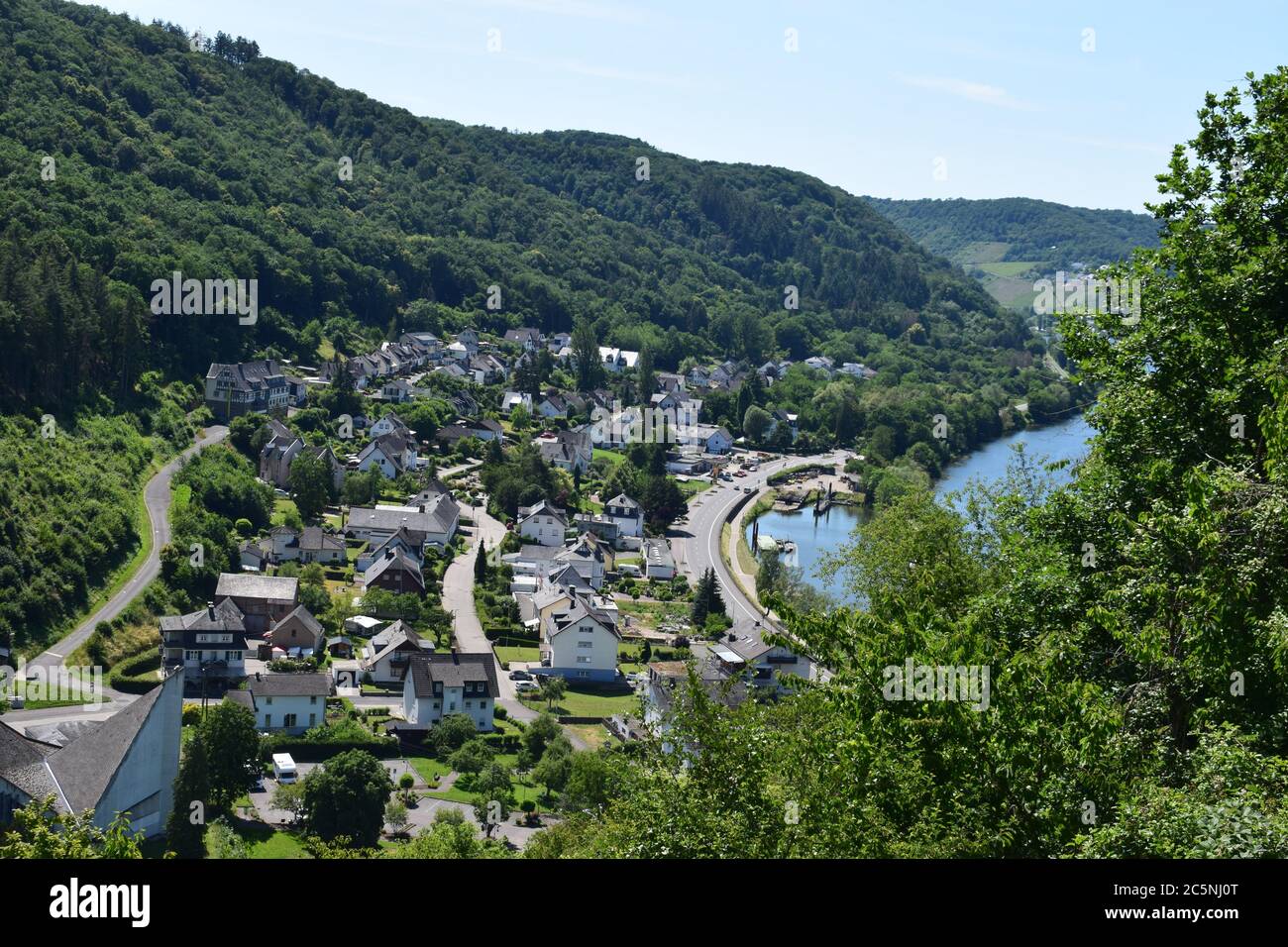 Villaggio Brodenbach an der Mosel, vista aerea Foto Stock