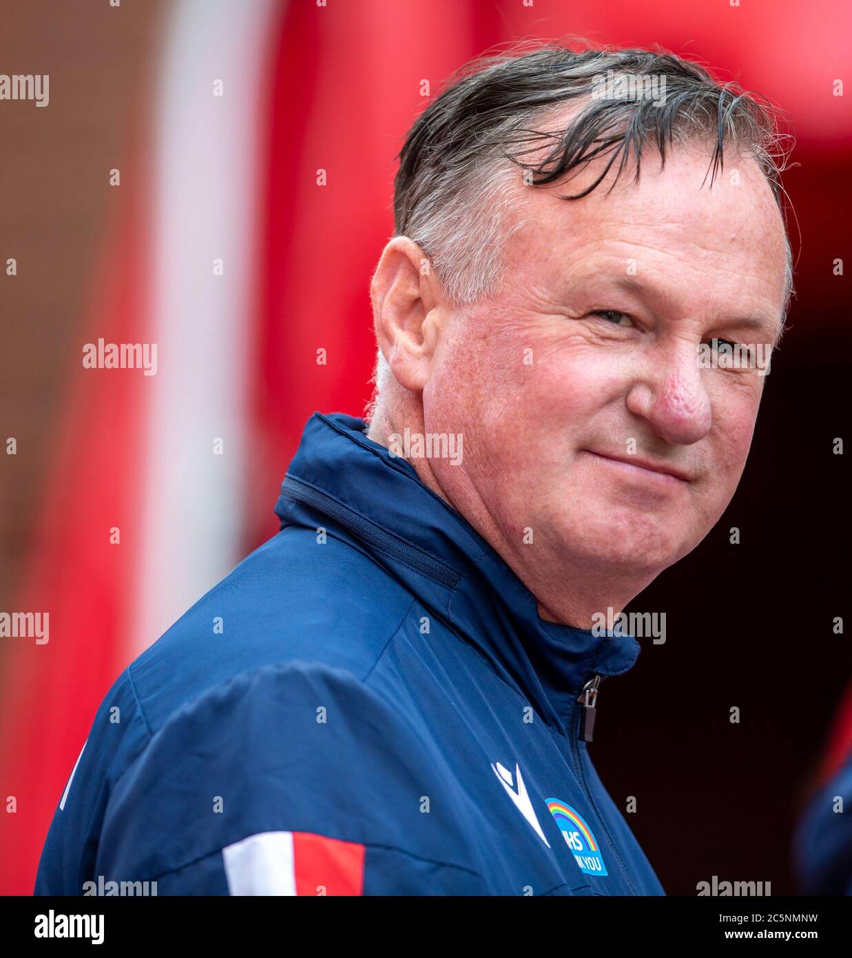 4 luglio 2020; Bet365 Stadium, Stoke, Staffordshire, Inghilterra; Campionato inglese di calcio, Stoke City contro Barnsley; Stoke City Manager Michael o'Neill Foto Stock