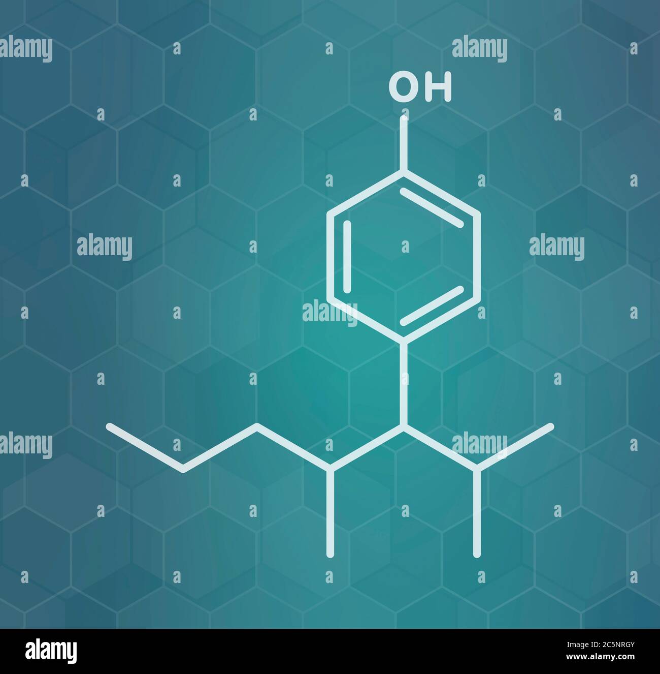 Nonilfenolo Endocrine Disruptor molecola (un isomero mostrato). Formula di scheletro. Foto Stock