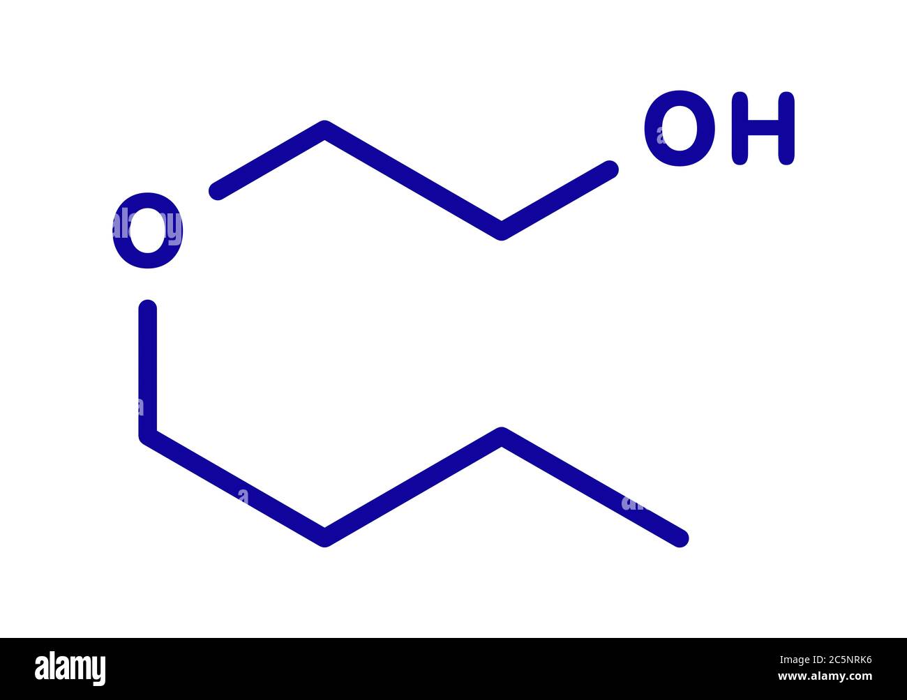 2-butossietanolo molecola. Utilizzato come solvente e tensioattivo. Formula di scheletro. Foto Stock