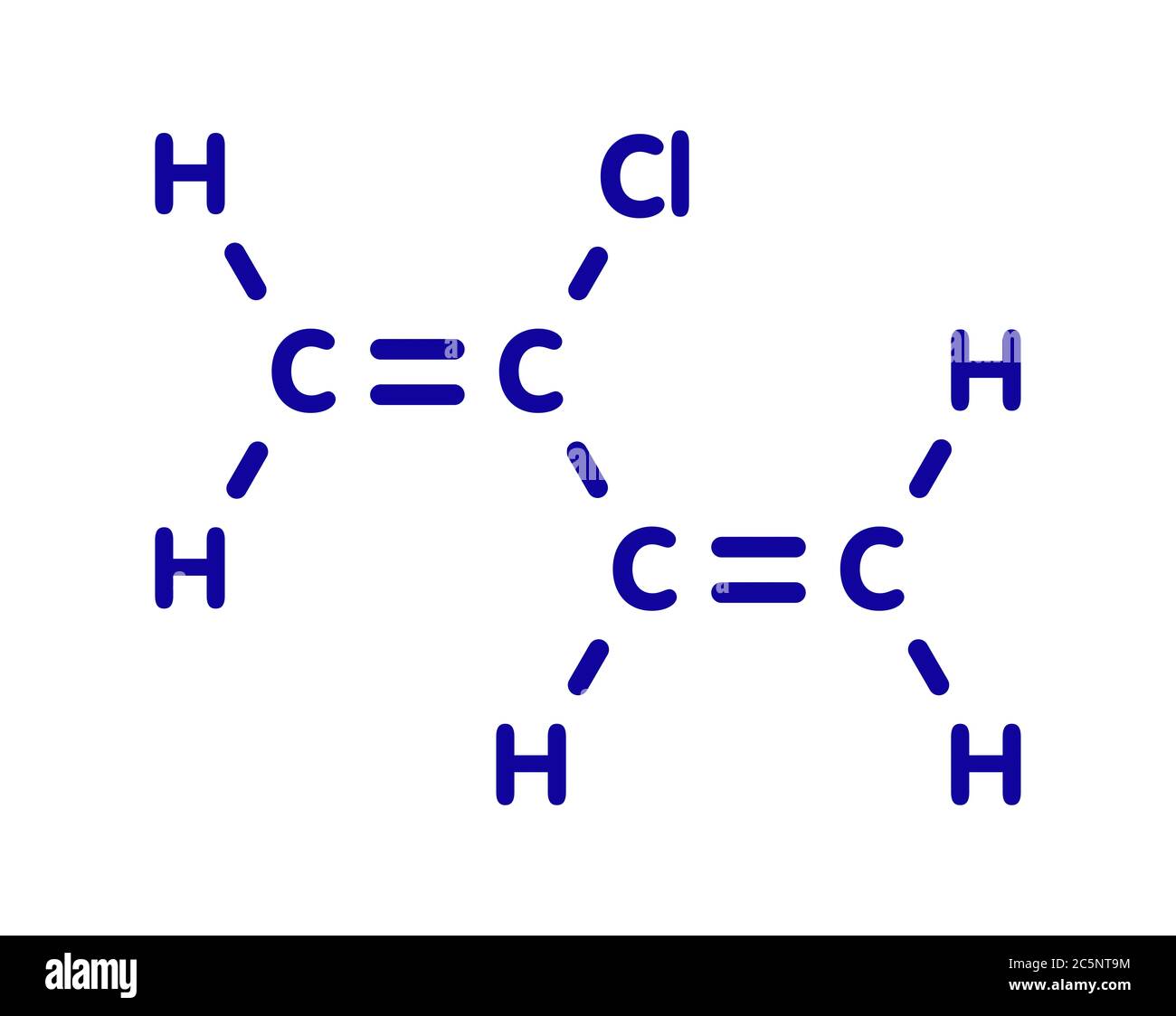 Il cloroprene, il blocco di costruzione della gomma sintetica di  policloroprene. Formula scheletrica Foto stock - Alamy