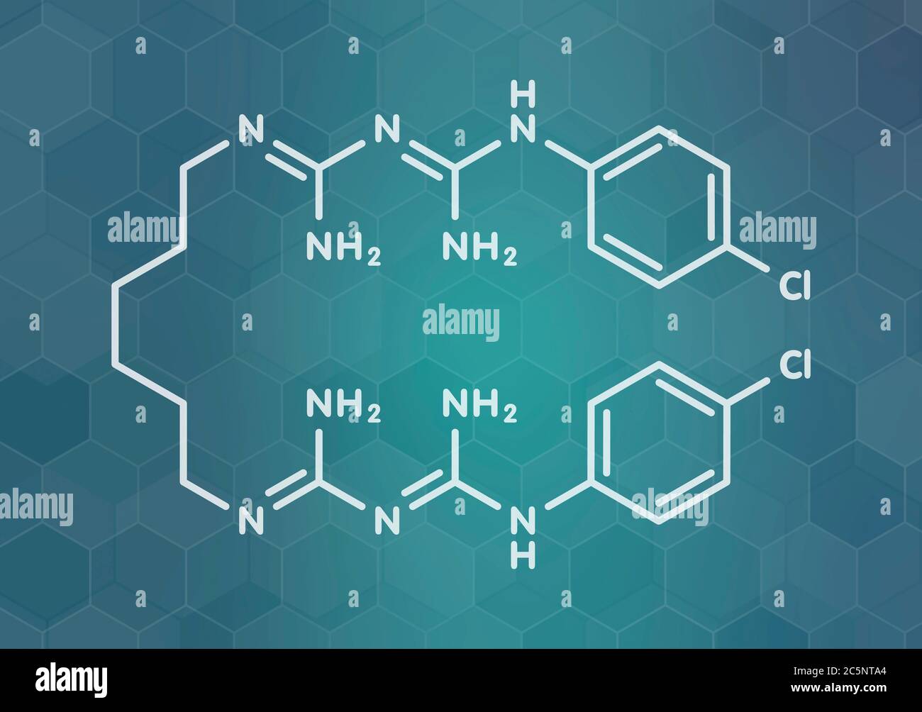 Molecola antisettica clorexidina. Formula scheletrica Foto stock - Alamy