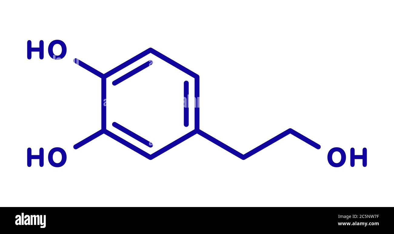 Idrossitirosolo olio d'oliva molecola antiossidante. Formula di scheletro  Foto stock - Alamy
