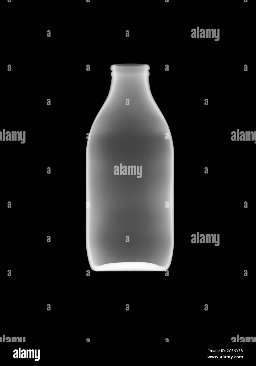Biberon in vetro per latte, raggi X. Foto Stock