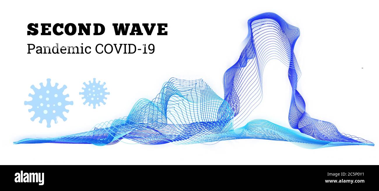 Seconda onda covid-19. Illustrazione vettoriale su bianco Illustrazione Vettoriale