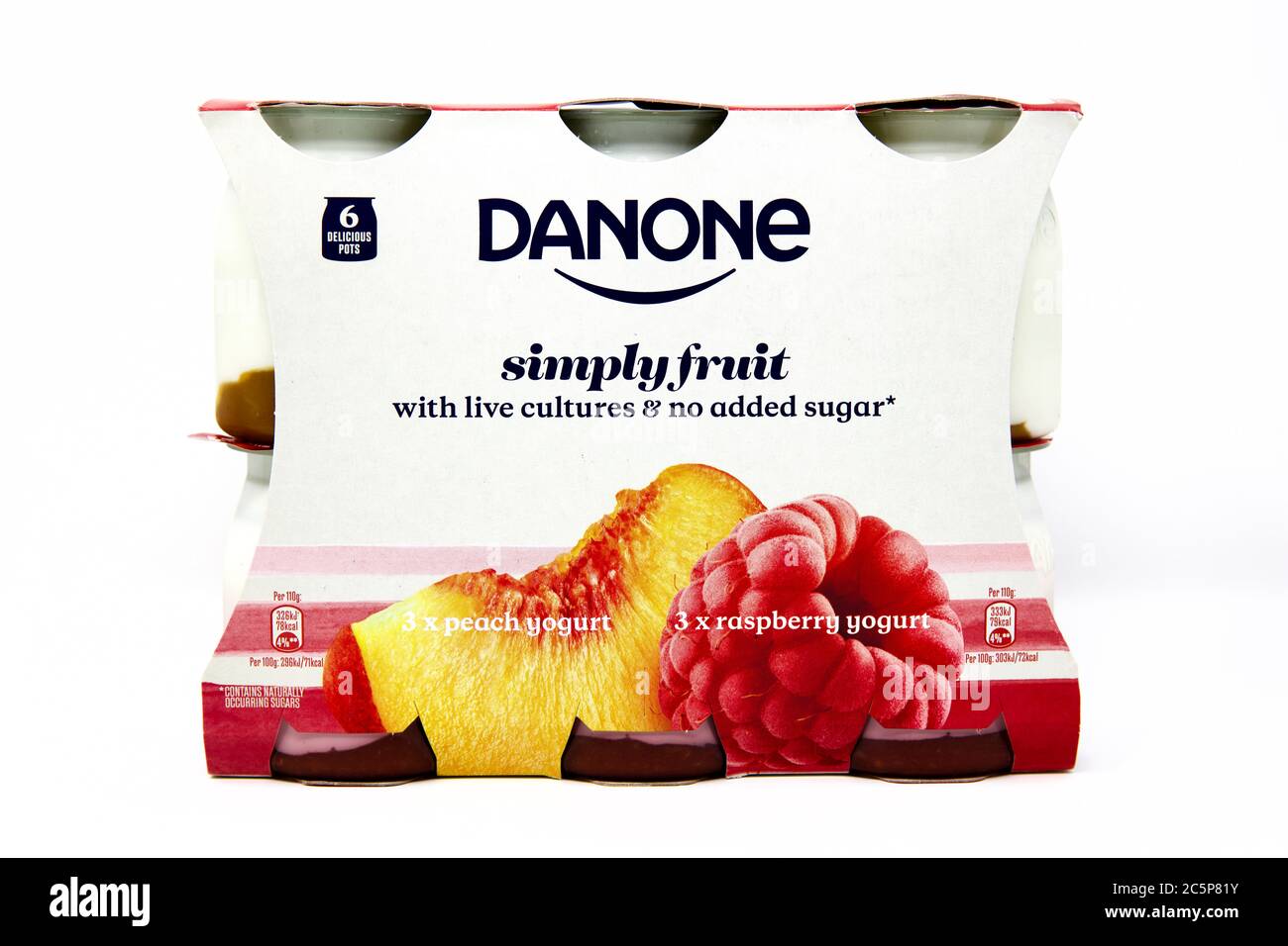 Danone Simply frutta Peach yogurt al lampone Foto Stock