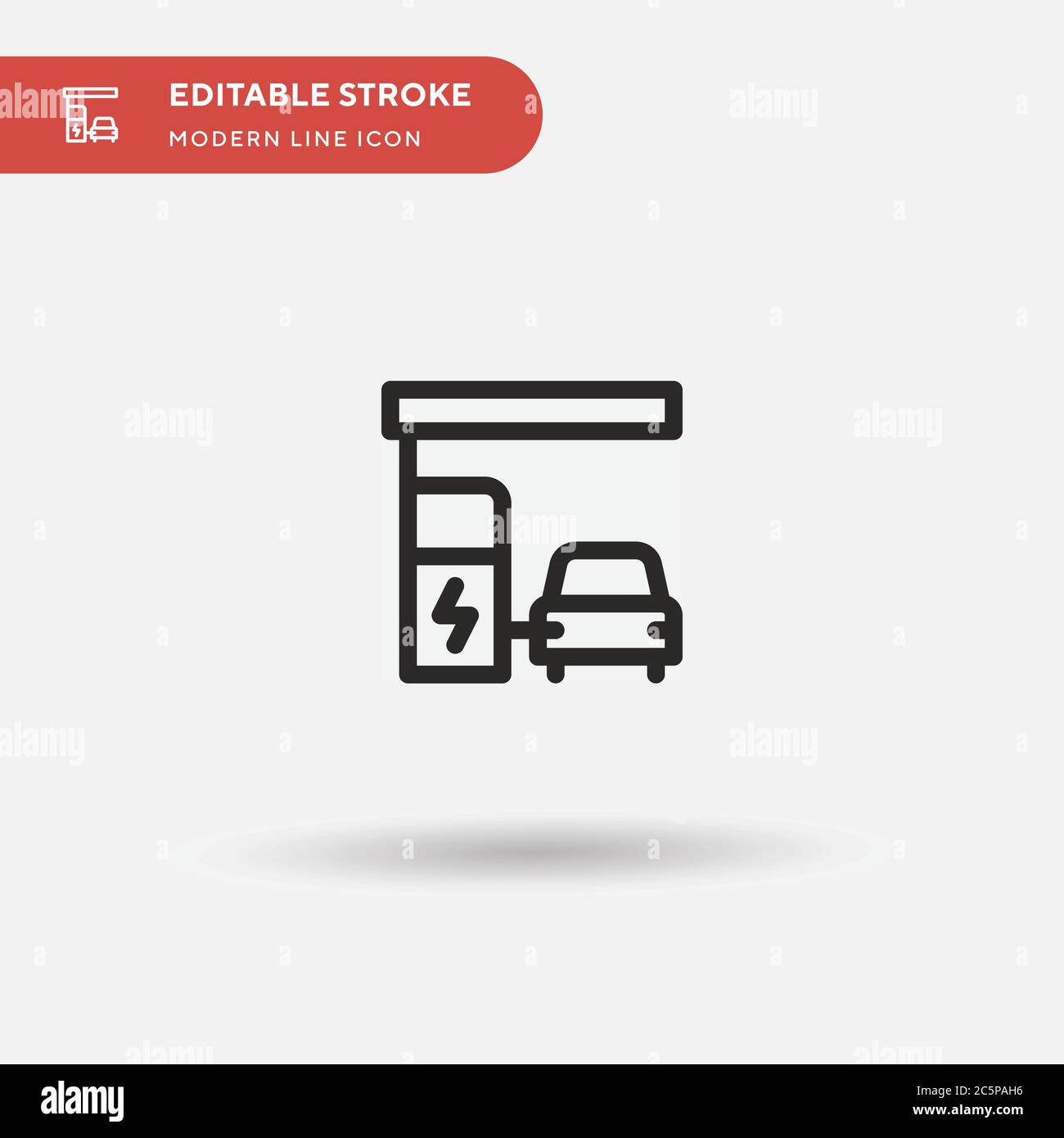 Icona vettore semplice stazione di servizio. Modello di disegno simbolo illustrazione per elemento UI mobile Web. Pittogramma moderno a colori perfetto su tratto modificabile. Icone della stazione di servizio per il vostro progetto aziendale Illustrazione Vettoriale