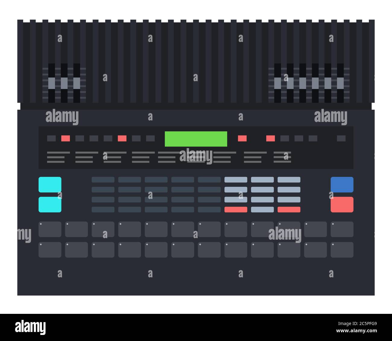 Strumento musicale elettronico drum machine Musician flat Icon vettore isolato. Illustrazione Vettoriale