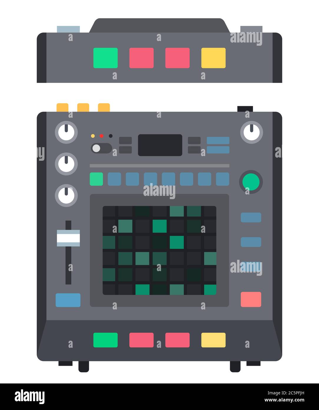 Strumento drum machine per la creazione di musica icona vettoriale musiciana illustrazione piatta isolato. Illustrazione Vettoriale