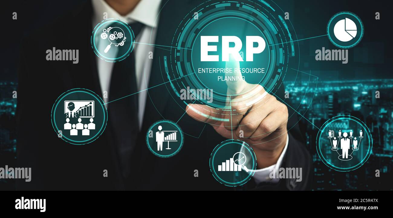 Enterprise Resource Management sistema software ERP per il piano delle risorse aziendali Foto Stock