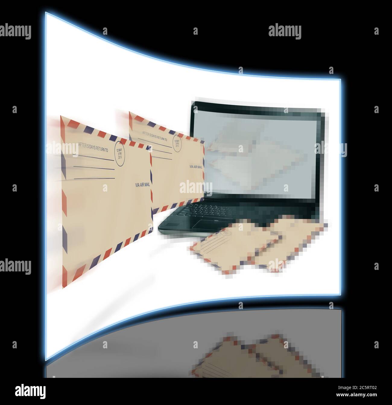 Calcolatore riceve la posta in arrivo realizzato nel software 3D Foto Stock