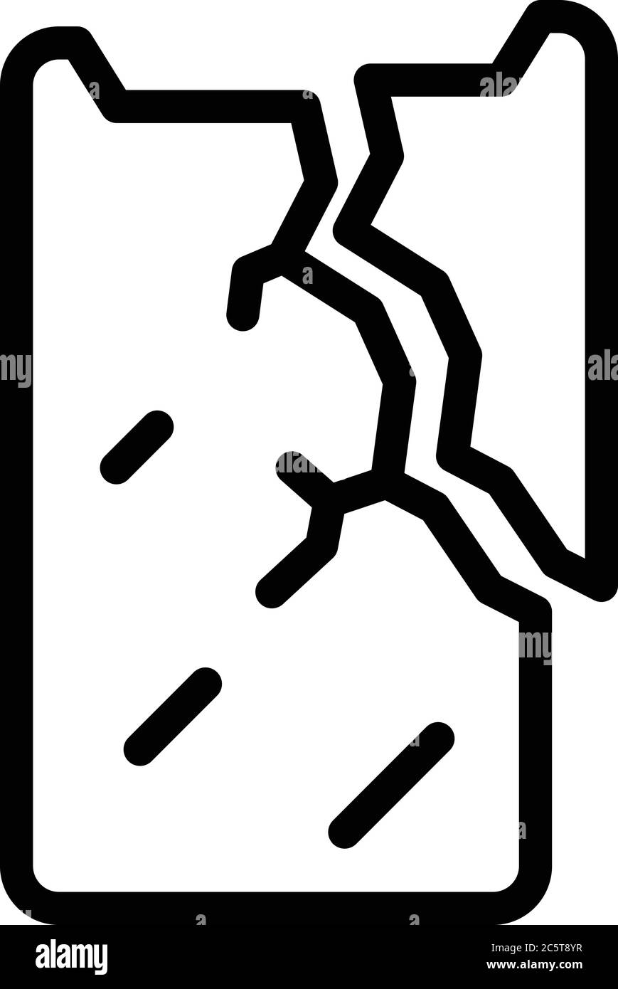 Icona dello schermo incrinato, stile profilo Illustrazione Vettoriale