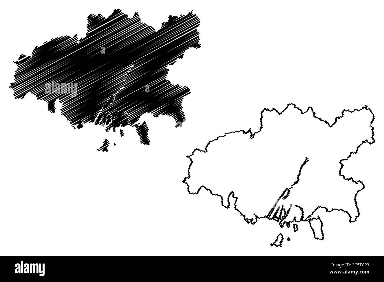 Città di Hiroshima (Stato del Giappone, paese dell'isola, regione di Chugoku) mappa vettoriale illustrazione, abbozzare scrimolo città di Hiroshima mappa Illustrazione Vettoriale
