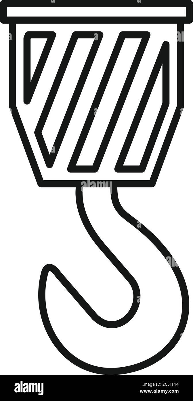 Icona gancio gru. Icona vettore gancio gru profilo per disegno web isolato su sfondo bianco Illustrazione Vettoriale