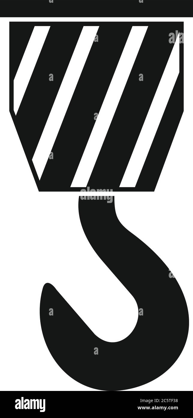 Il gancio della gru e la relativa icona. Semplice illustrazione del gancio della gru icona vettoriali per il web design isolato su sfondo bianco Illustrazione Vettoriale