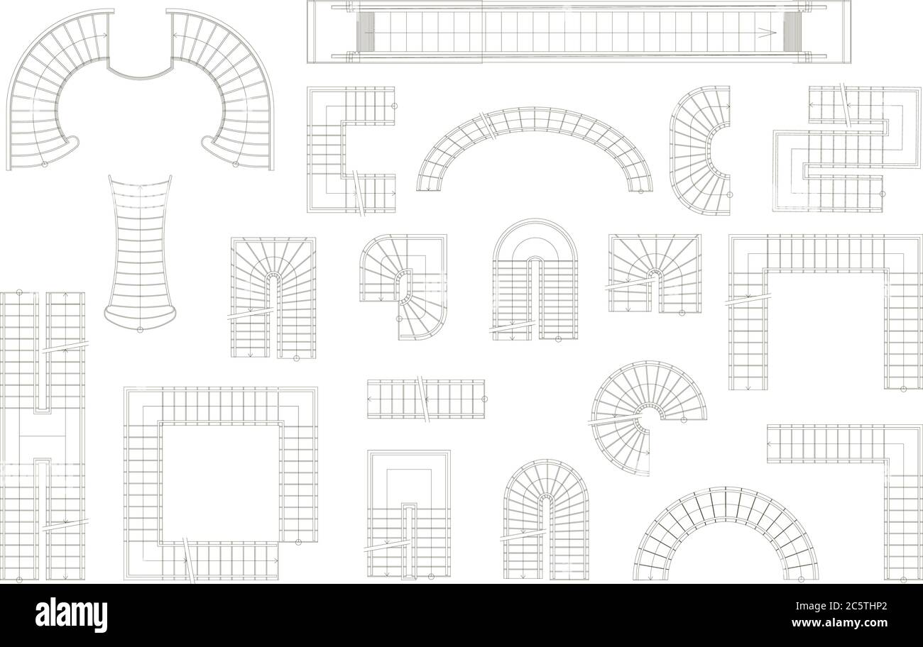 Set grafico di scale in forme diverse. Vista dall'alto. Illustrazione vettoriale. Isolato su sfondo bianco Illustrazione Vettoriale Set grafico di scale in forme diverse. Vista dall'alto. Illustrazione vettoriale. Isolato su sfondo bianco Illustrazione Vettoriale
