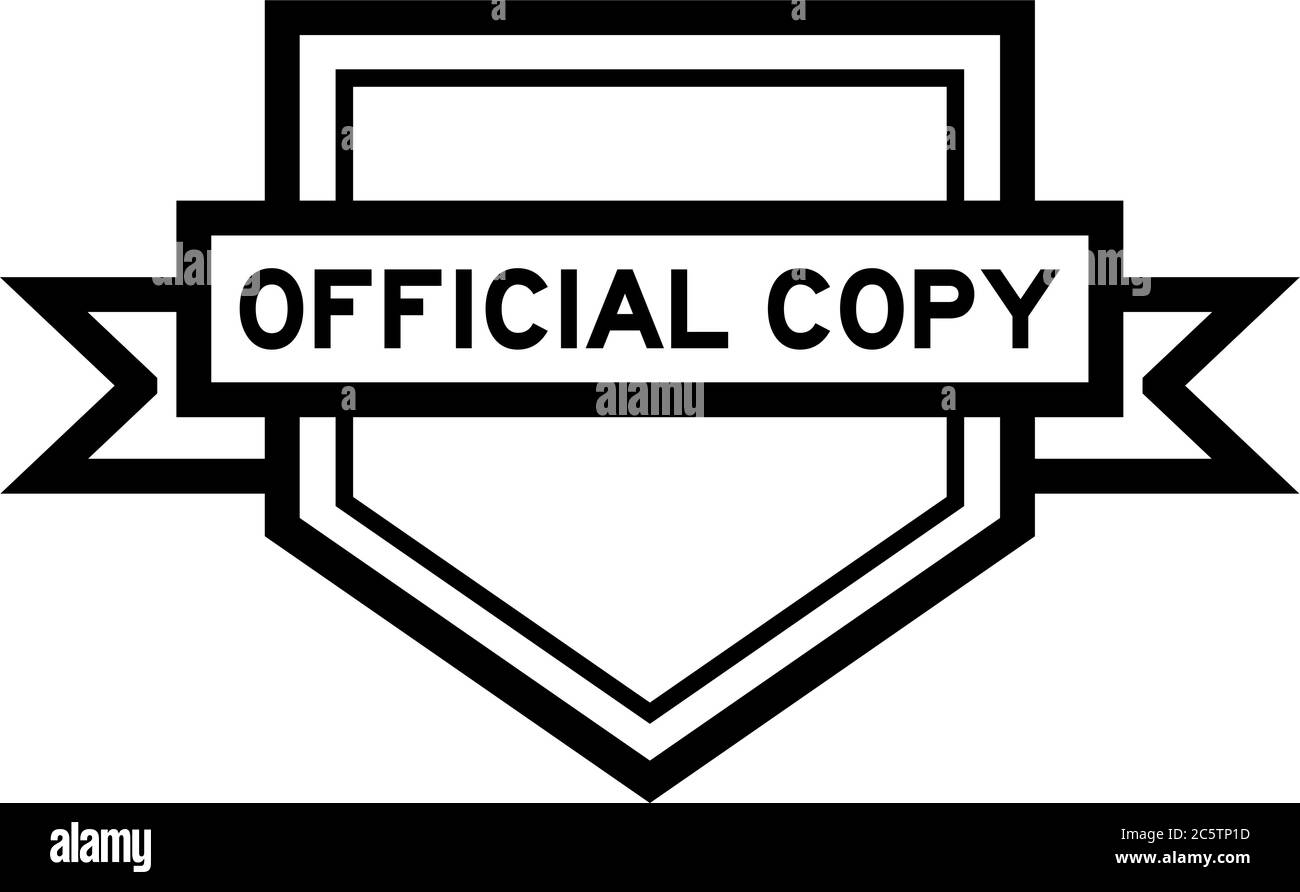 Vintage banner con etichetta pentagono colore nero con testo ufficiale su sfondo bianco Illustrazione Vettoriale