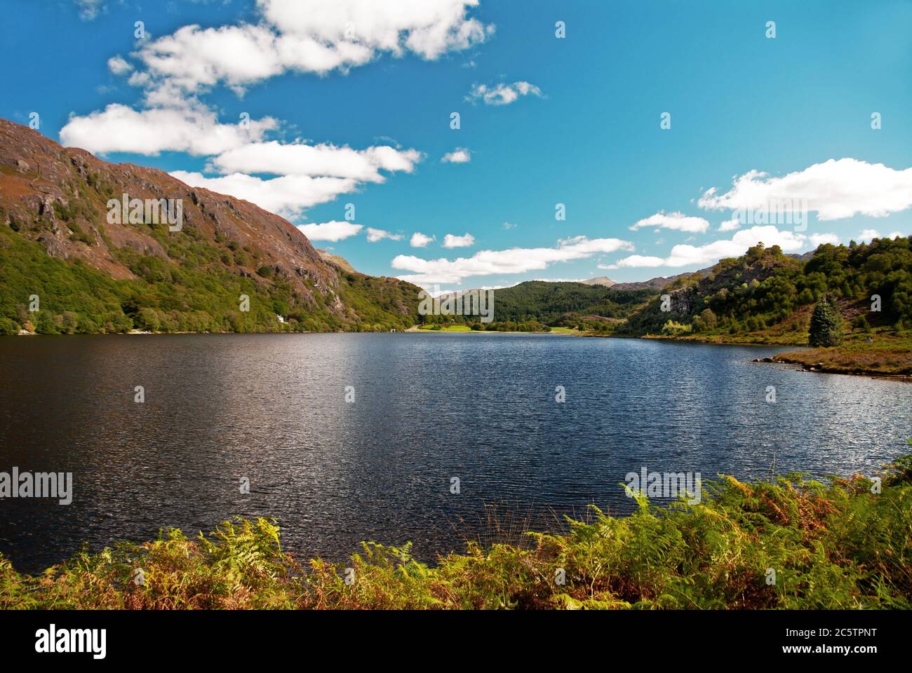 Llyn Dinas è un lago nel Parco Nazionale di Snowdonia, vicino al villaggio di Beddgelert. È alimentato dal fiume Glaslyn. Foto Stock