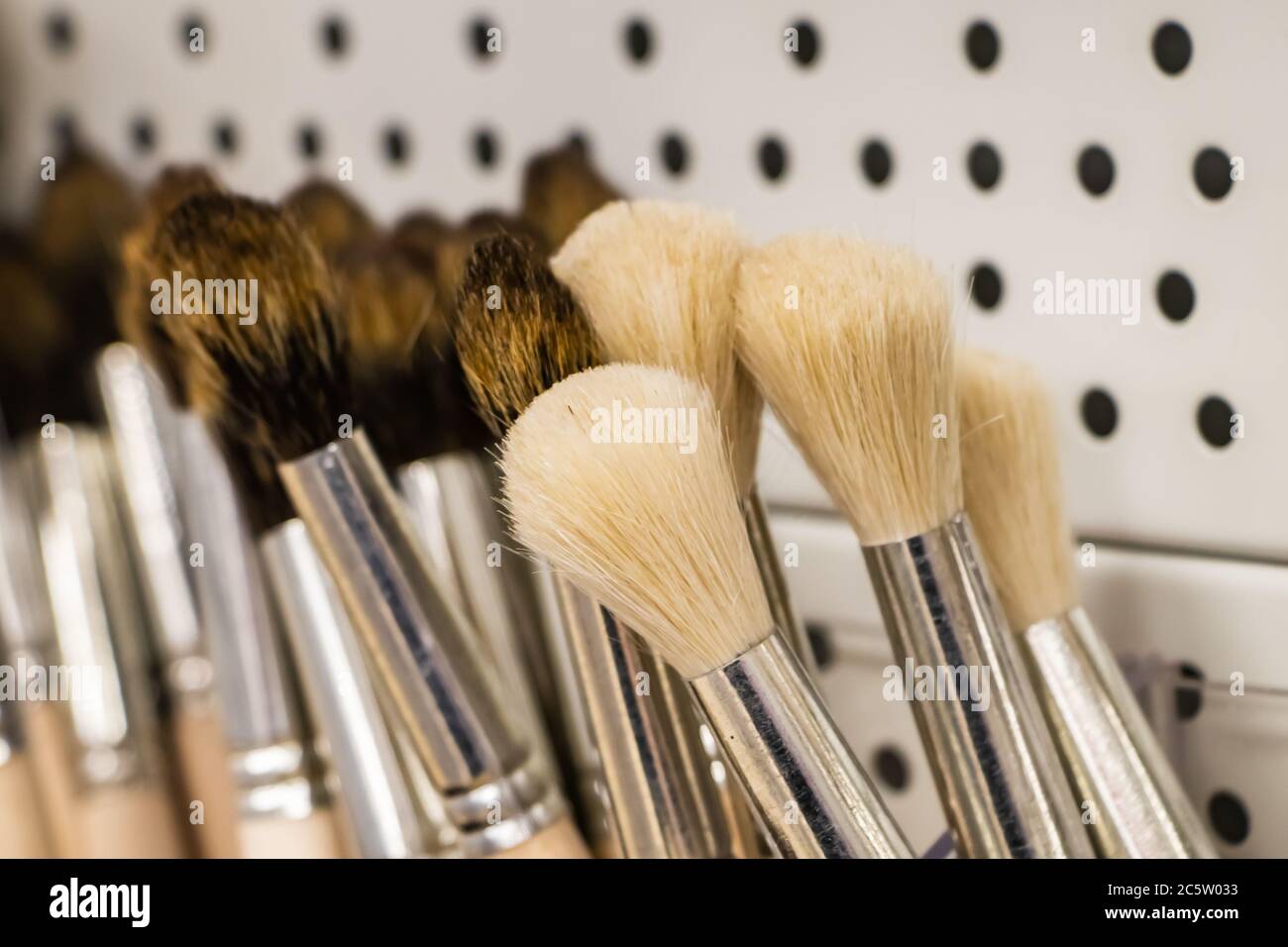 Spazzole per pittura da setole naturali. Strumenti dell'artista. Foto Stock