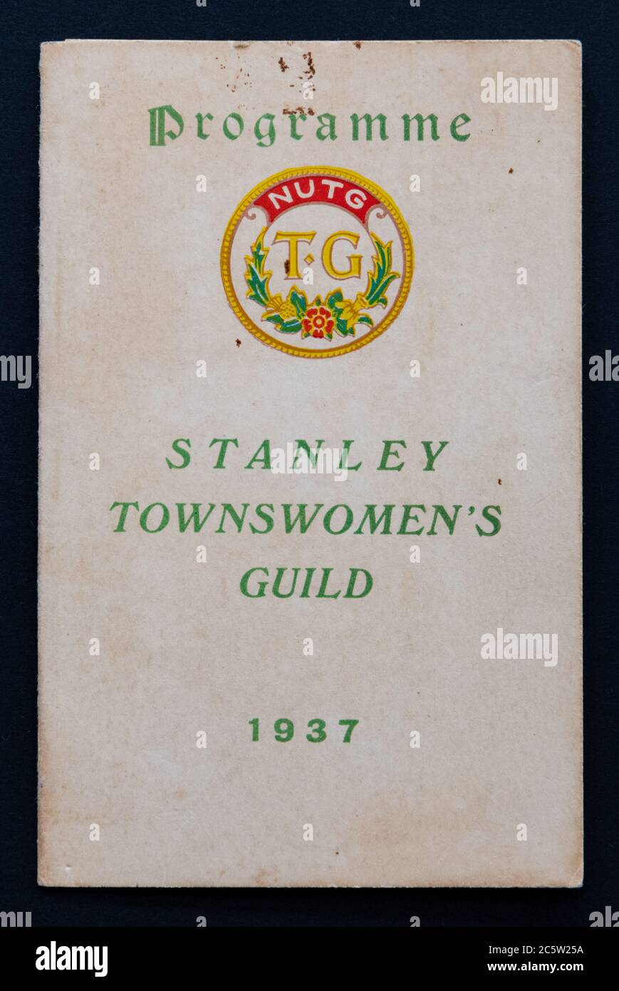 Stanley Townswomens Guild, NUTG - National Union of Townswomens Guilds, programma di eventi per il 1937, Stanley, County Durham, Inghilterra, Regno Unito Foto Stock