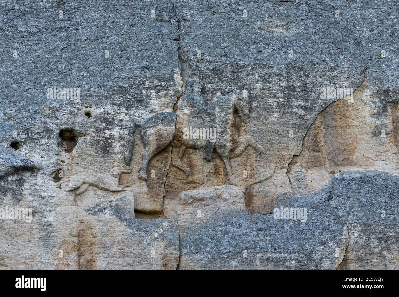 Madara Rider roccia sollievo dal periodo del primo impero bulgaro, Patrimonio Mondiale dell'UNESCO, Regione Shumen, Bulgaria Foto Stock