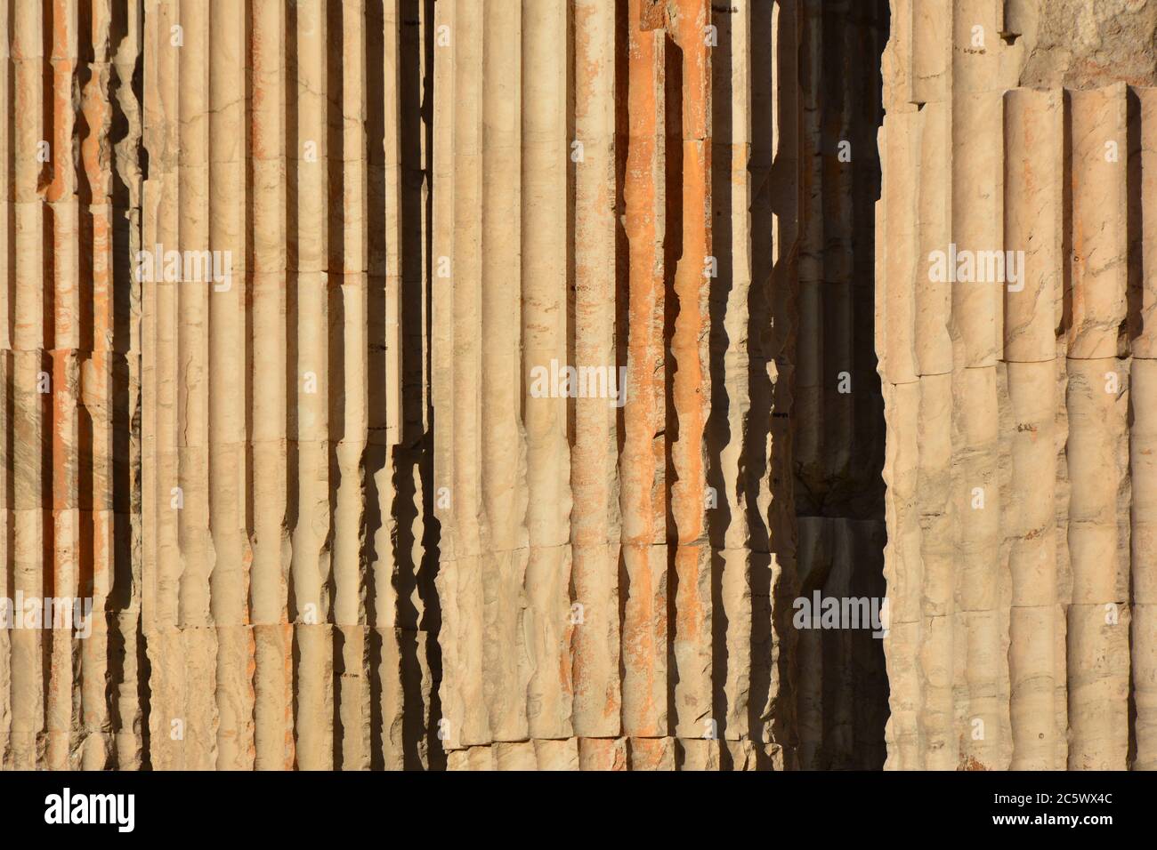 Particolare delle colonne del Tempio di Zeus Olimpio, Atene, Grecia Foto Stock
