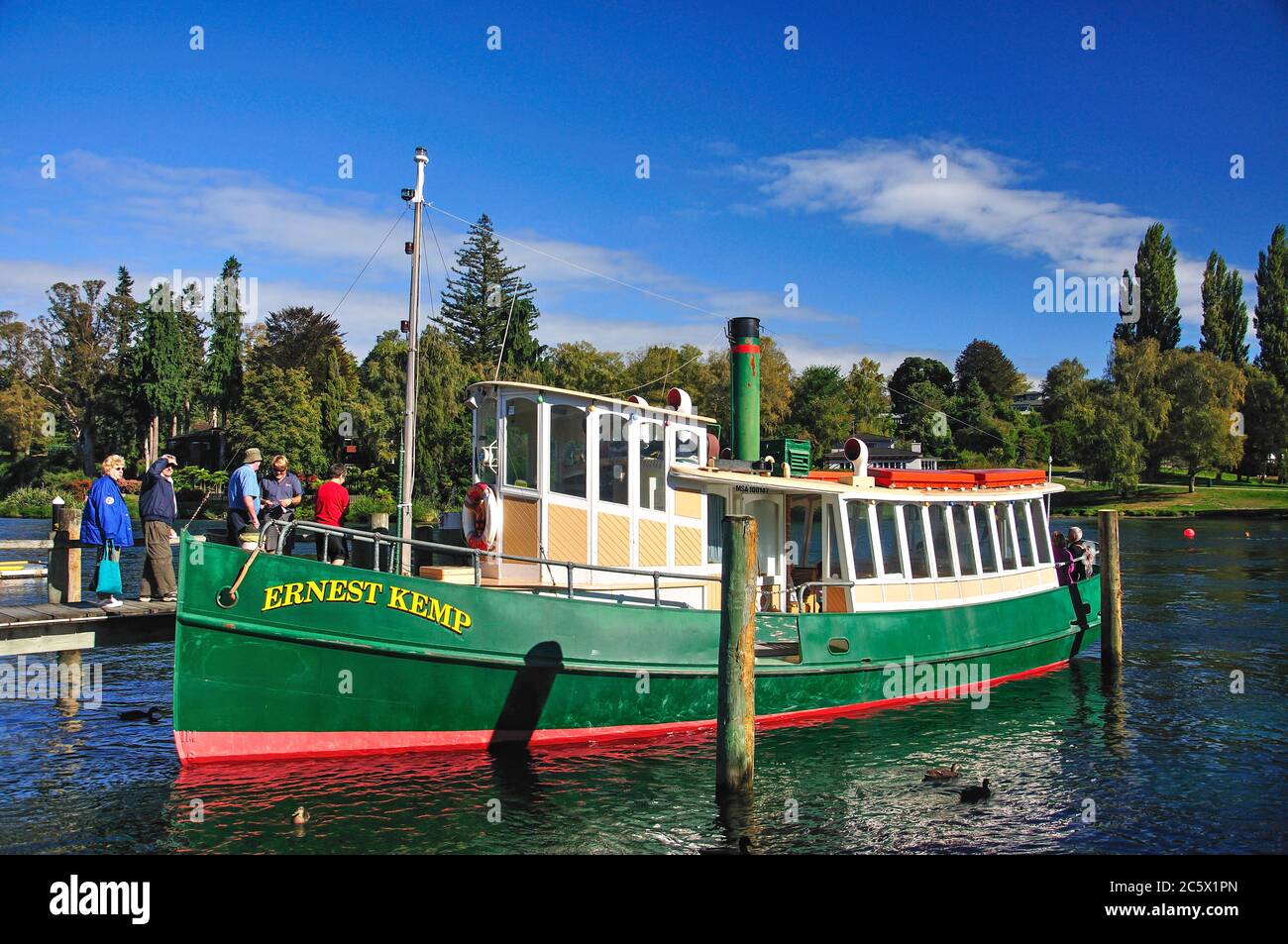 'Ernest Kemp' steamboat storico, Boat Harbour Marina, Lago Taupo, Taupo, regione di Waikato, Isola del nord, Nuova Zelanda Foto Stock