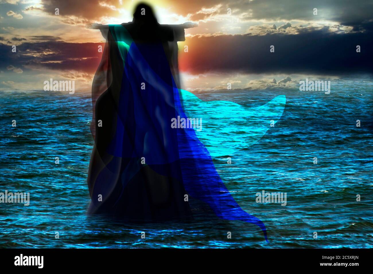 Gesù Cristo che cammina sull'acqua Foto stock - Alamy