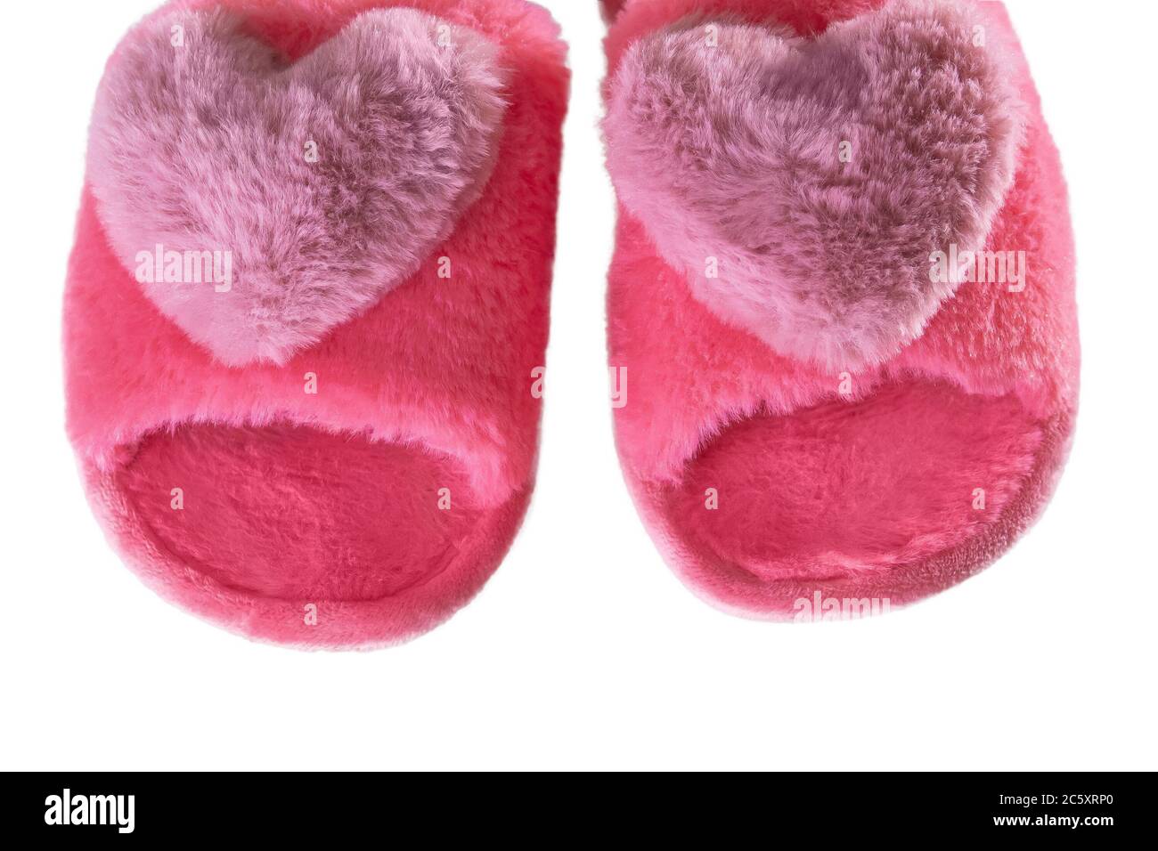 Pantofole rosa fatte in casa con un cuore da vicino Foto stock Alamy