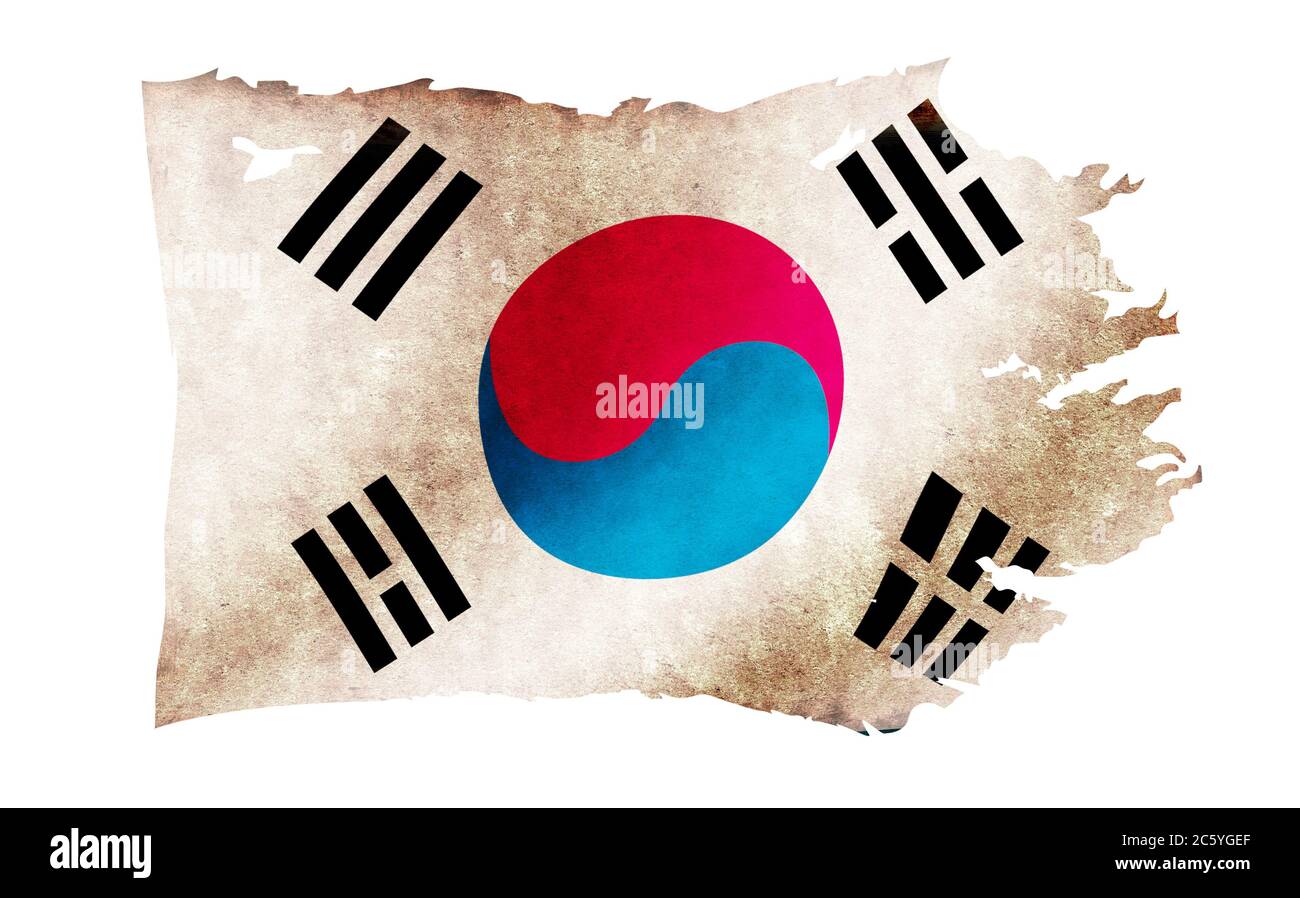 Immagine della bandiera del paese sporca e lacerata / corea del Sud Foto Stock