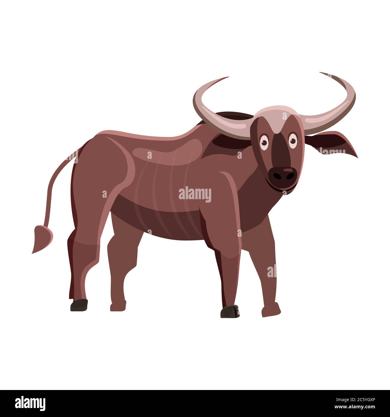 Carino buffolo, toro, animale tendenza vettore stile cartone animato Illustrazione Vettoriale