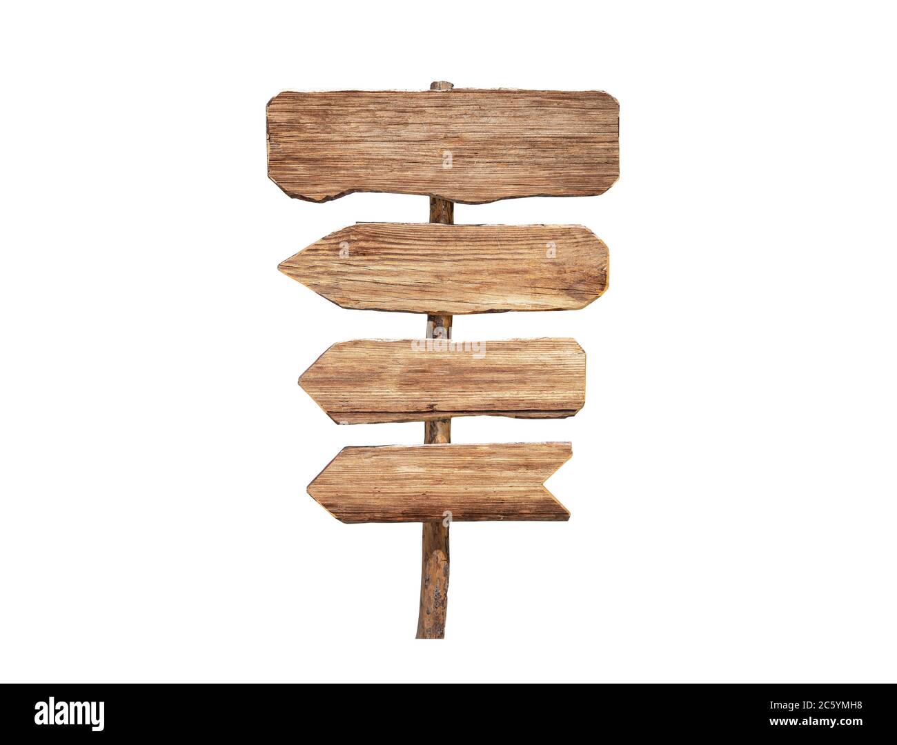 lavagna vuota da vecchio legno rustico su sfondo bianco per metamorfire varie scelte. Foto di alta qualità Foto Stock