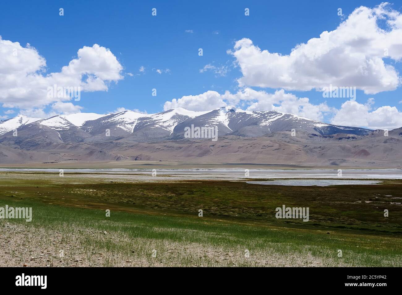Vista sul lago Tso Kar, distretto di Leh, India. Foto Stock