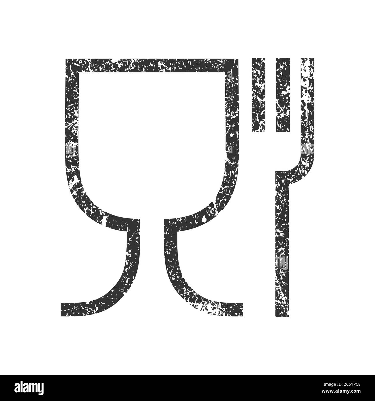 Simbolo di icona vettoriale per alimenti sicuri. Materiale per alimenti, bicchiere da vino e logo con il simbolo della forcella. Immagine vettoriale. Isolato su sfondo bianco. Illustrazione Vettoriale