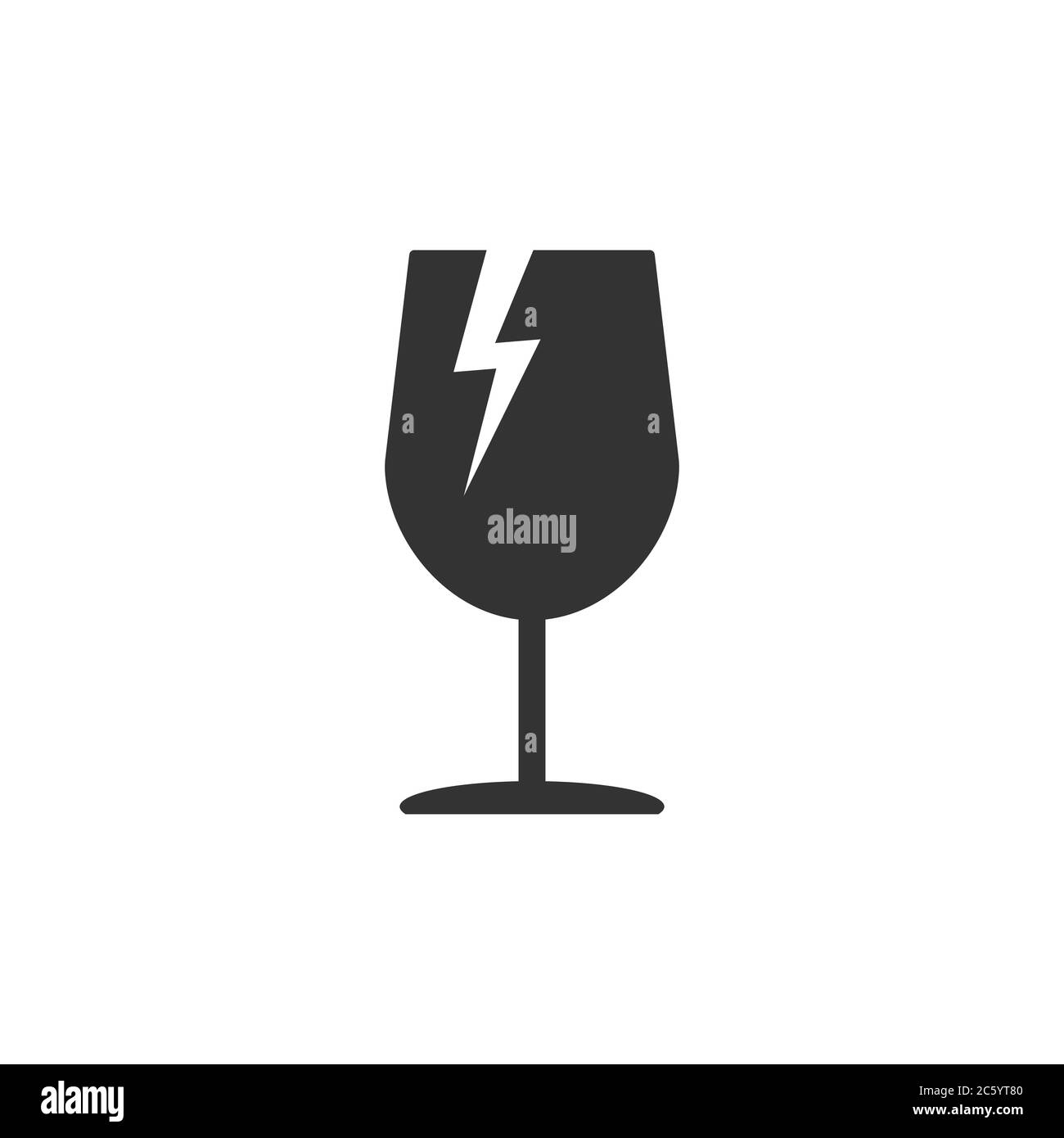 Simbolo dell'icona dell'adesivo fragile. Maneggiare con il logo Care. Tenere asciutto, in questo modo. Immagine vettoriale. Isolato su sfondo bianco. Illustrazione Vettoriale