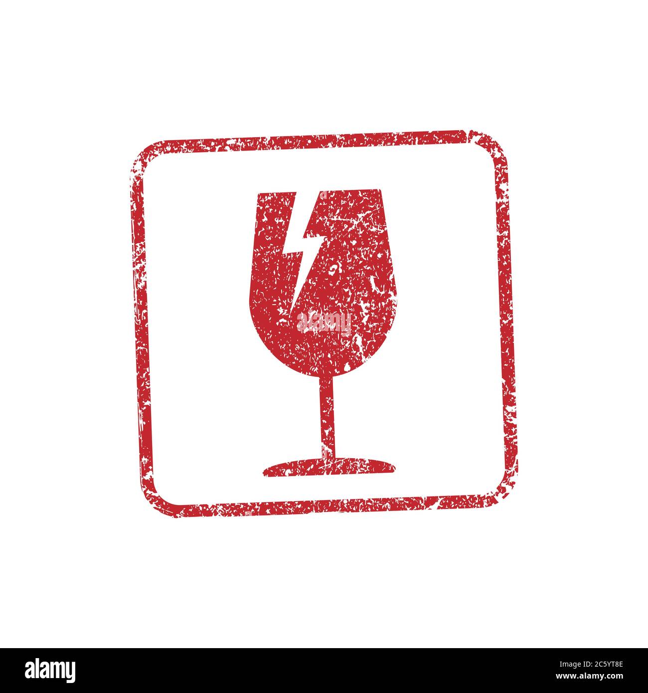 Simbolo dell'icona dell'adesivo fragile. Maneggiare con il logo Care. Tenere asciutto, in questo modo. Immagine vettoriale. Isolato su sfondo bianco. Illustrazione Vettoriale