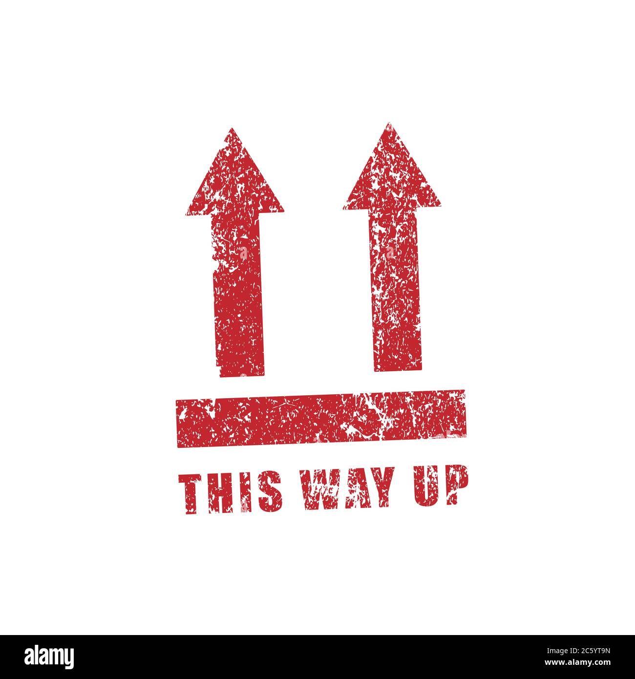 Simbolo dell'icona dell'adesivo fragile. Maneggiare con il logo Care. Tenere asciutto, in questo modo. Immagine vettoriale. Isolato su sfondo bianco. Illustrazione Vettoriale