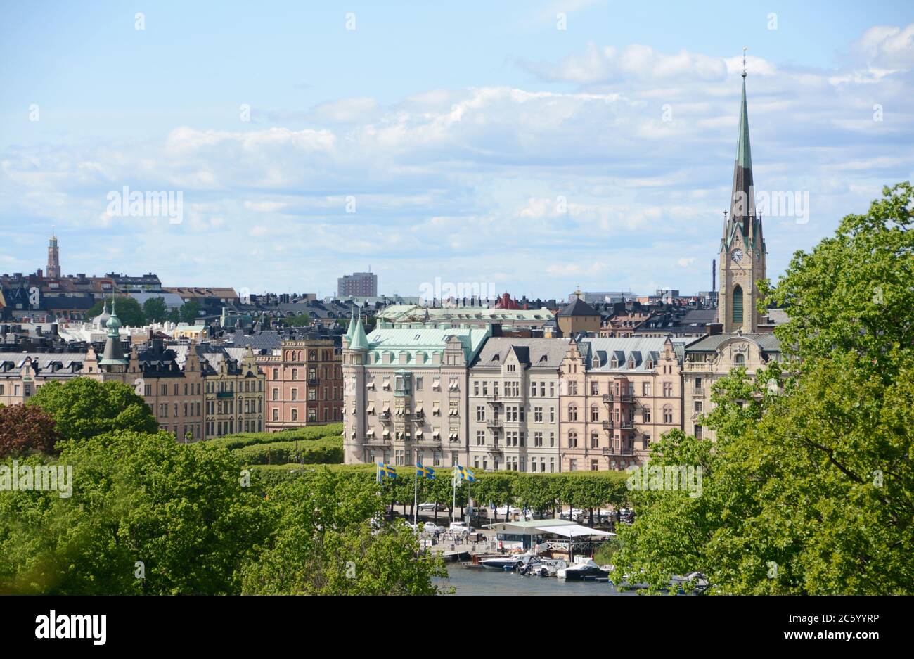 Panorama dell'arcipelago di Stoccolma dal parco Skansen all'isola di Östermalm Foto Stock