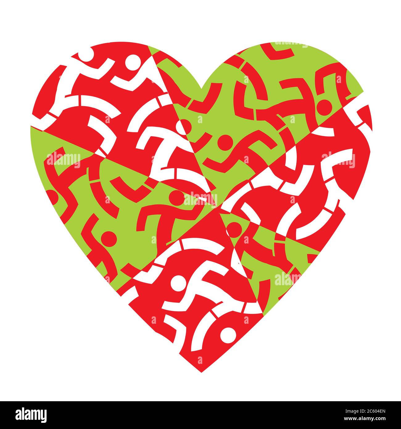 Amo correre cuore colorato. Illustrazione del cuore colorato con le icone di funzionamento people.utile come t-shirt design. Vettore disponibile Illustrazione Vettoriale