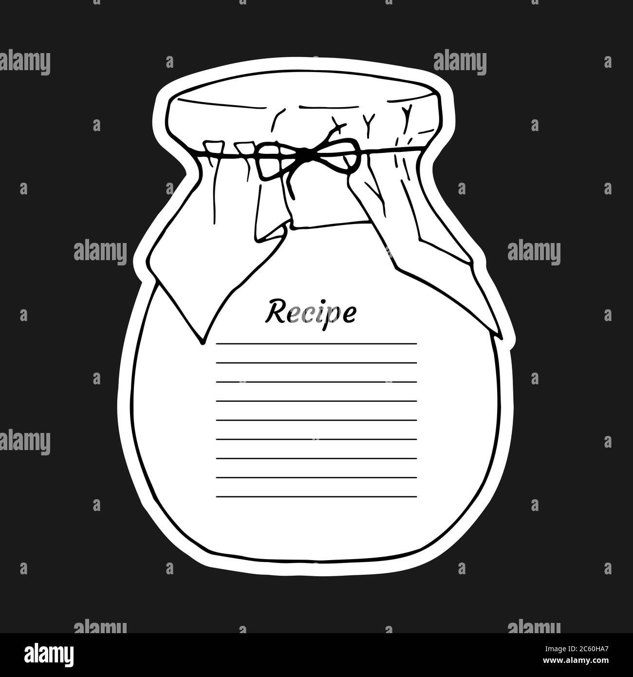 Cartolina con testo delle righe e grande bicchiere. Da utilizzare per scrivere una ricetta. Disegno di illustrazione vettoriale. Pagina modello libro di cucina. Illustrazione Vettoriale