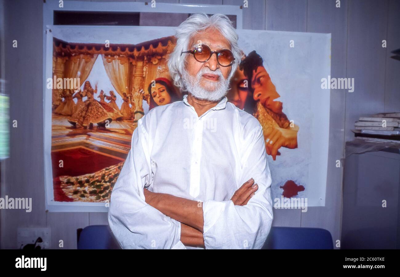 Maqbool Fida Husain meglio conosciuto come M. F. Husain, a casa a Mumbai Foto Stock