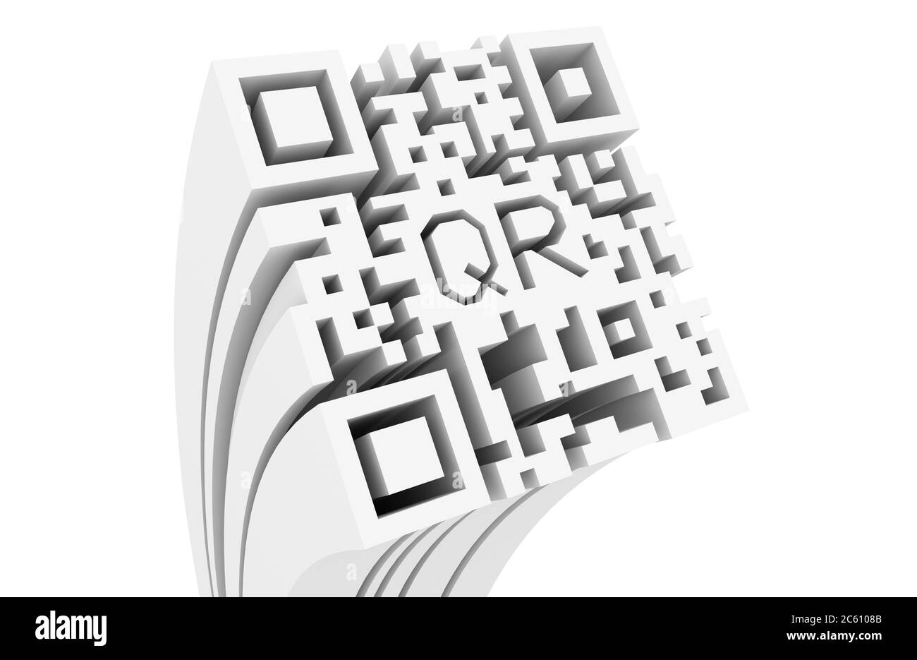 Immagine di rendering 3D del simbolo del codice QR Foto Stock