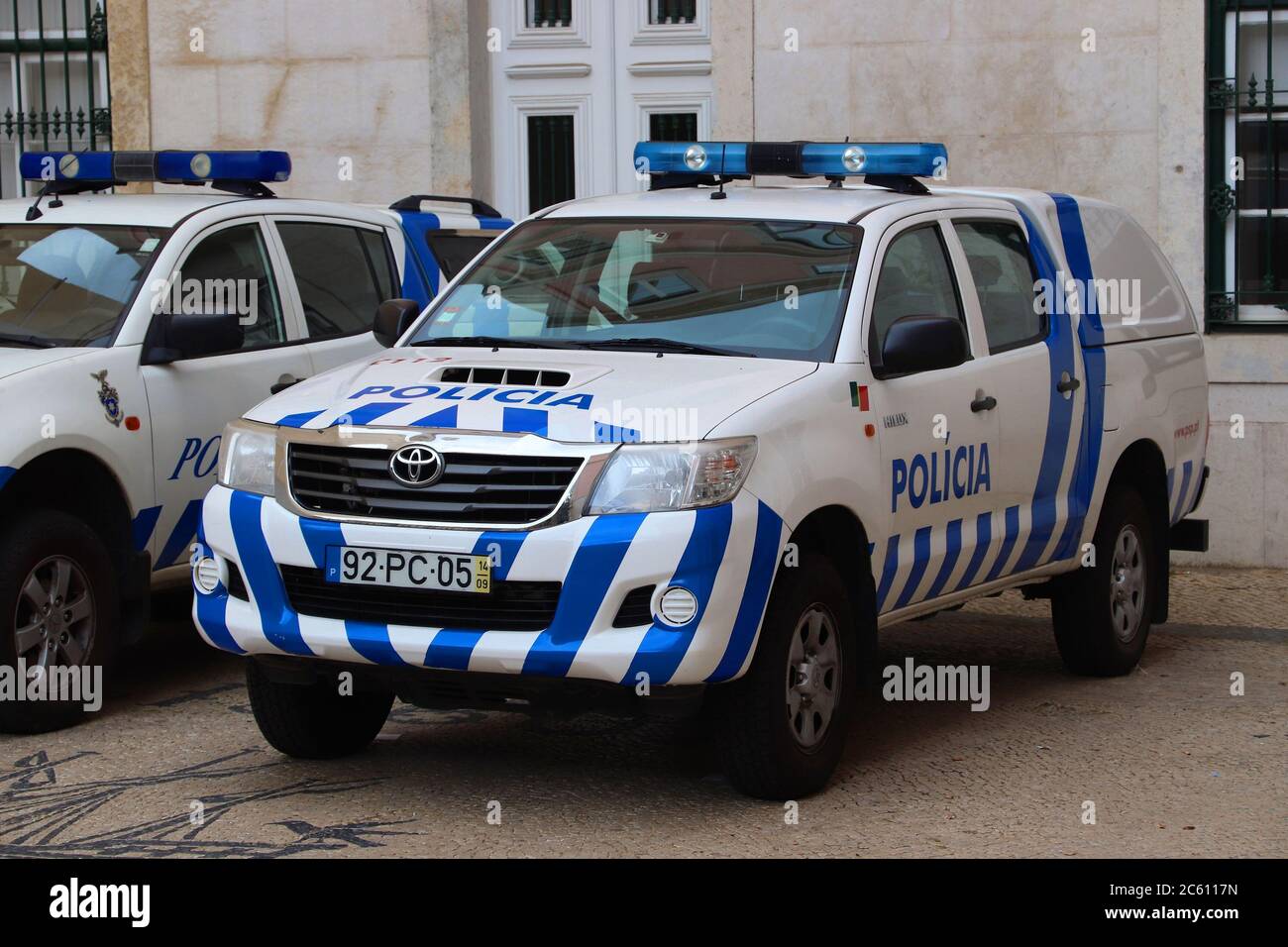 LISBONA, PORTOGALLO - 4 GIUGNO 2018: Toyota Hilux della polizia del Portogallo. Il nome completo della forza portoghese è la polizia di sicurezza pubblica (PSP). Foto Stock