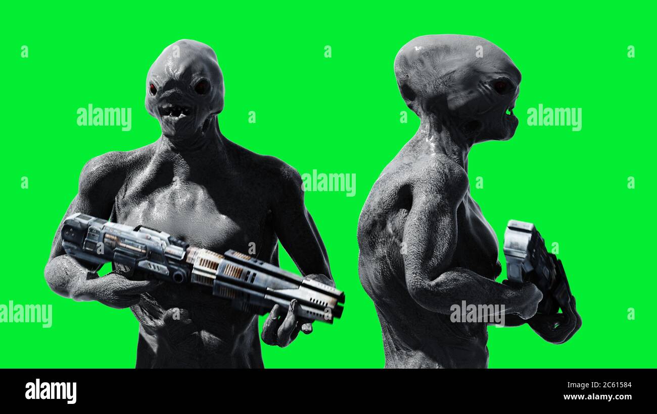 Spaventoso mostro isolato su schermo verde. rendering 3d. Foto Stock