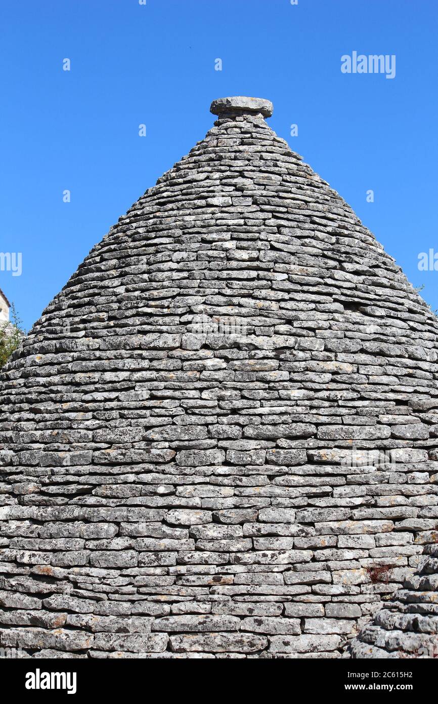 Alberobello case tradizionali - trulli. Regione Puglia. Punto di riferimento italiano. UNESCO - Sito Patrimonio dell'umanità. Foto Stock