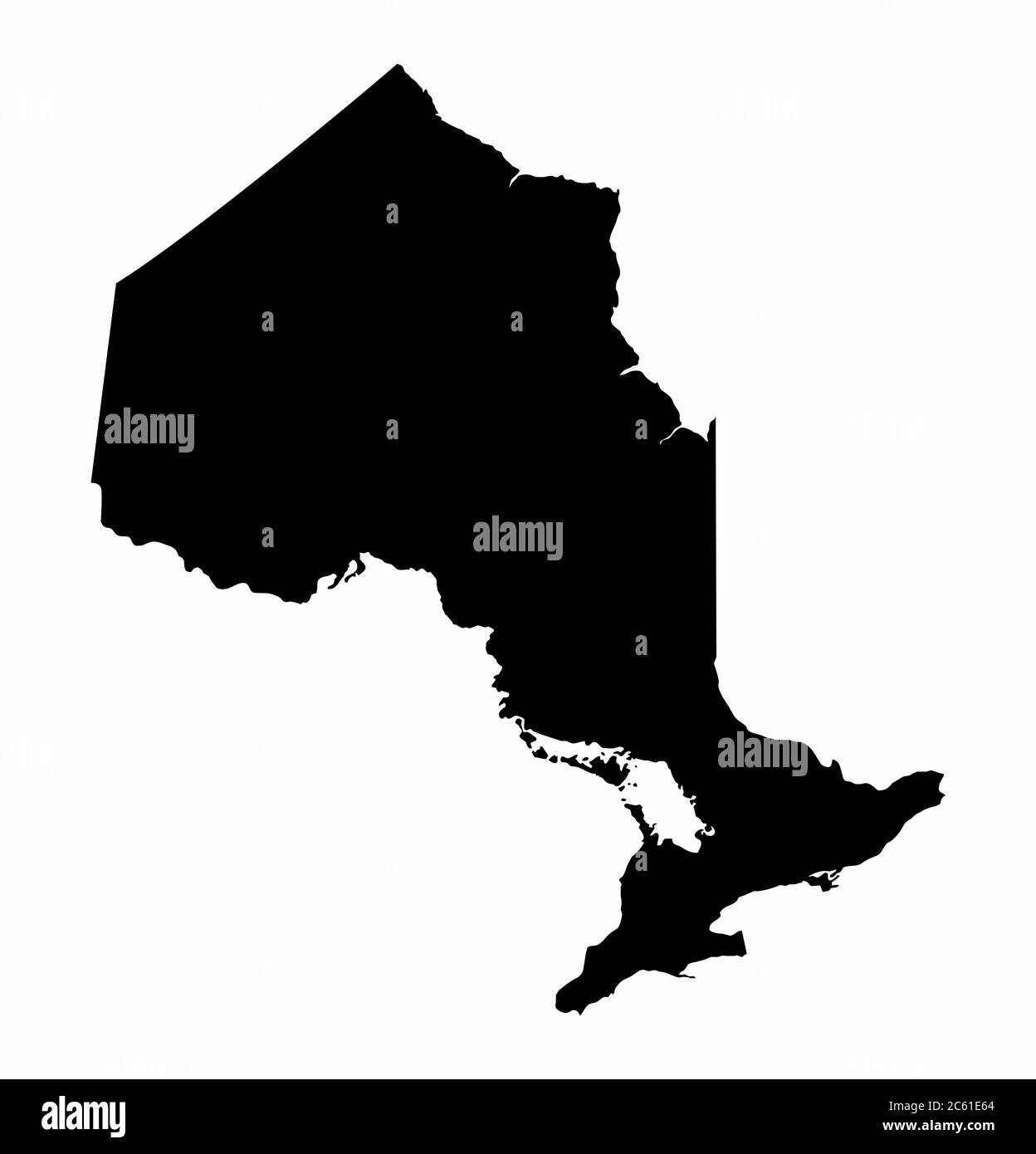 Mappa della silhouette scura della provincia dell'Ontario Illustrazione Vettoriale