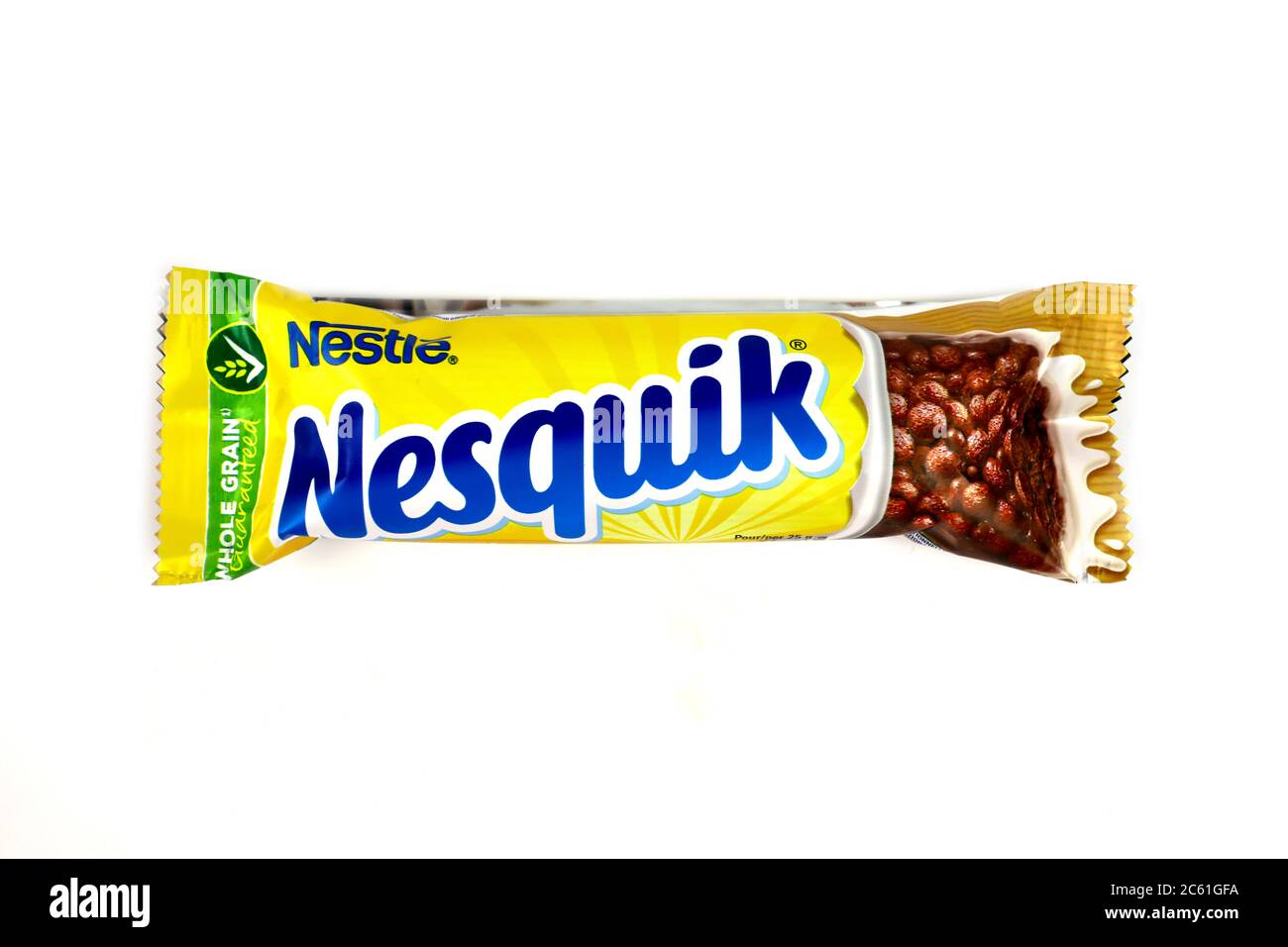 Barretta di cioccolato a marchio Nesquik prodotta da Nestlé Foto Stock