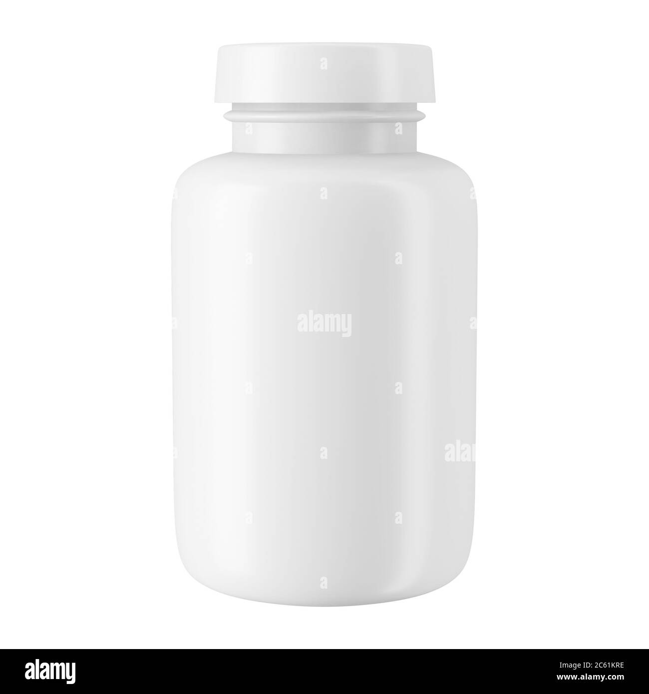 Flacone di plastica realistico con medicina. Modello di layout. illustrazione 3d Foto Stock