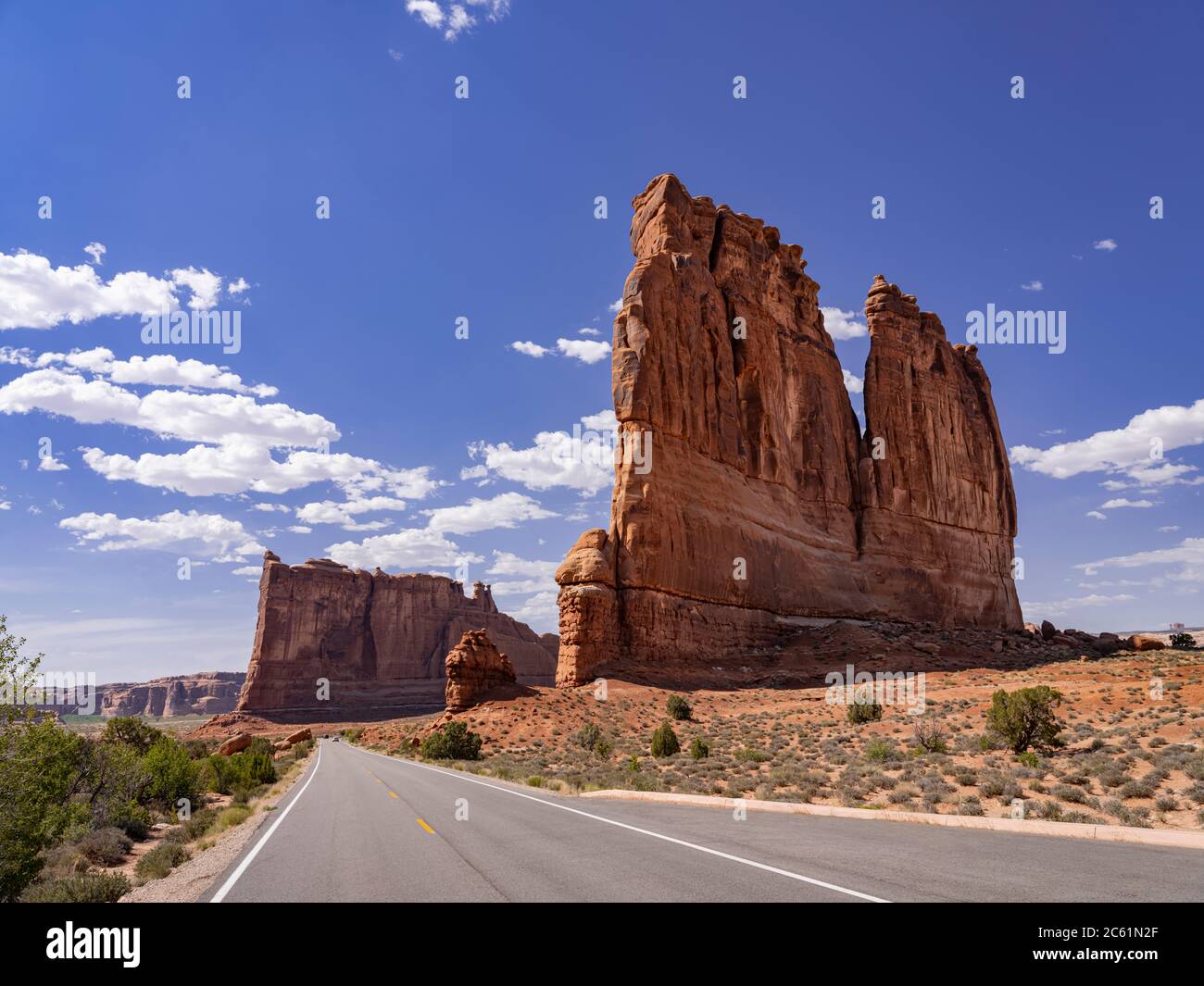 Courthouse Towers, Arches National Park, Utah, Stati Uniti d'America Foto Stock