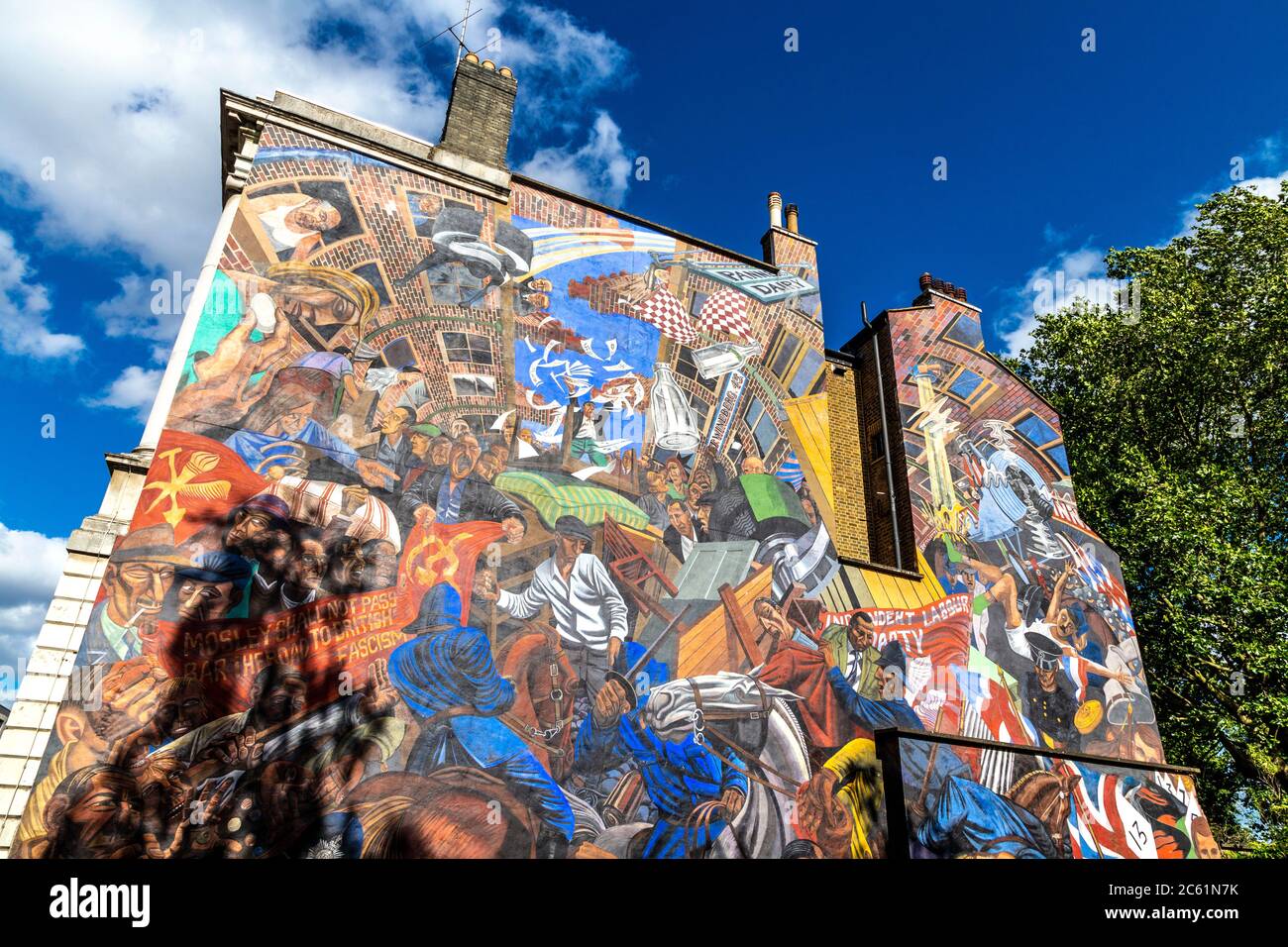 La battaglia di Cable Street Mural, Londra, Regno Unito Foto Stock